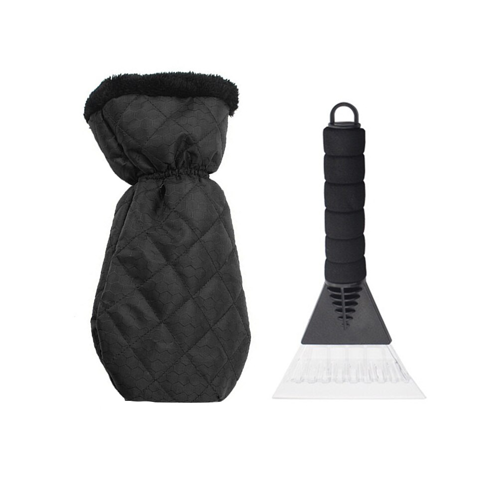 Bil styling isskrapa med varm handske bil vindruta glas spade vinter snö skrapa rengöring biltillbehör: Svart