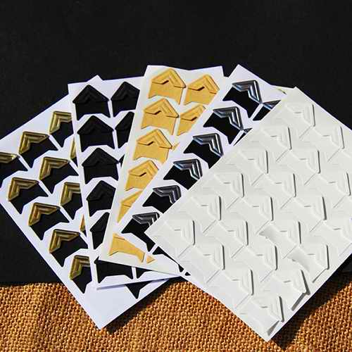 120 unids/lote (5 hojas) pegatinas de esquina de papel Kraft Vintage para DIY foto álbumes de recortes decoraciones, marrón/Negro/Blanco/oro: Multicolor 5 Sheets