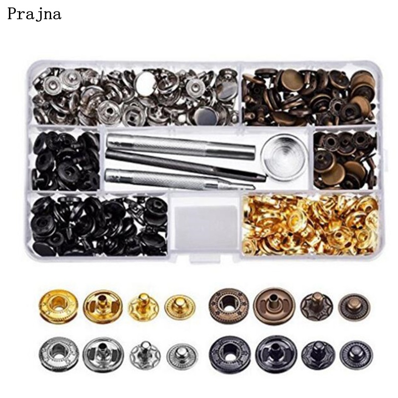 Prajna eyelet 40/80/100/120 sett mix farge maljer metall kobber fire-knapps installasjonsverktøy knapp jakke mørk spenne 12.5mm