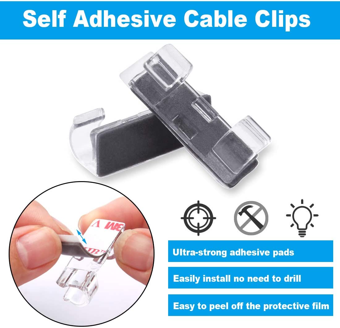 10 100 Pack Adhesive Car Cable Organizer Clips Kabelhaspel Cable Holder Cord Management Bureau Draad Tie Fixer Auto draad Clip