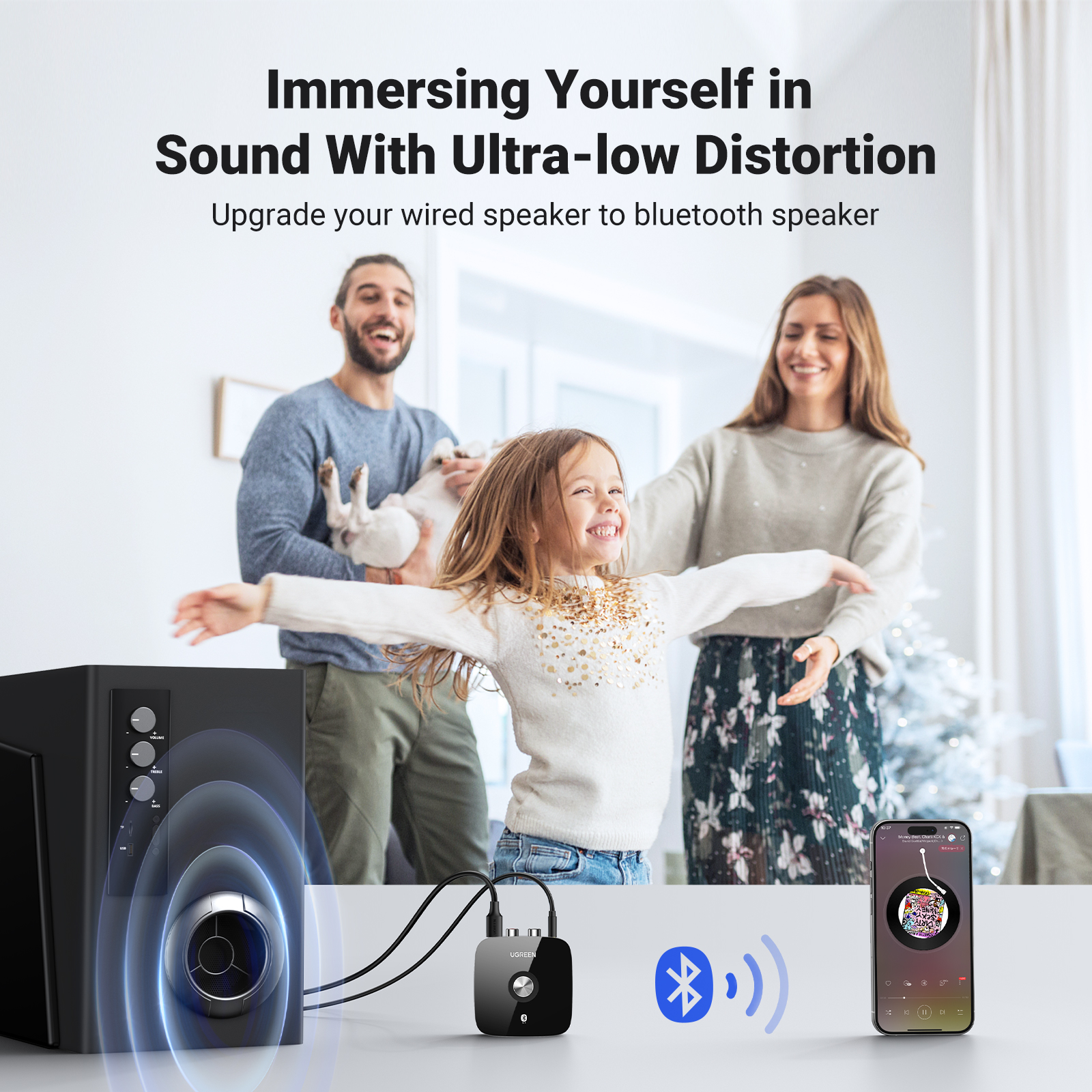 【RU】 UGREEN Bluetooth 5.1 Música inalámbrica Auido 3,5 mm RCA aptX HD Música de baja latencia Bluetooth 5.0 Sonido 3,5 mm 2RCA