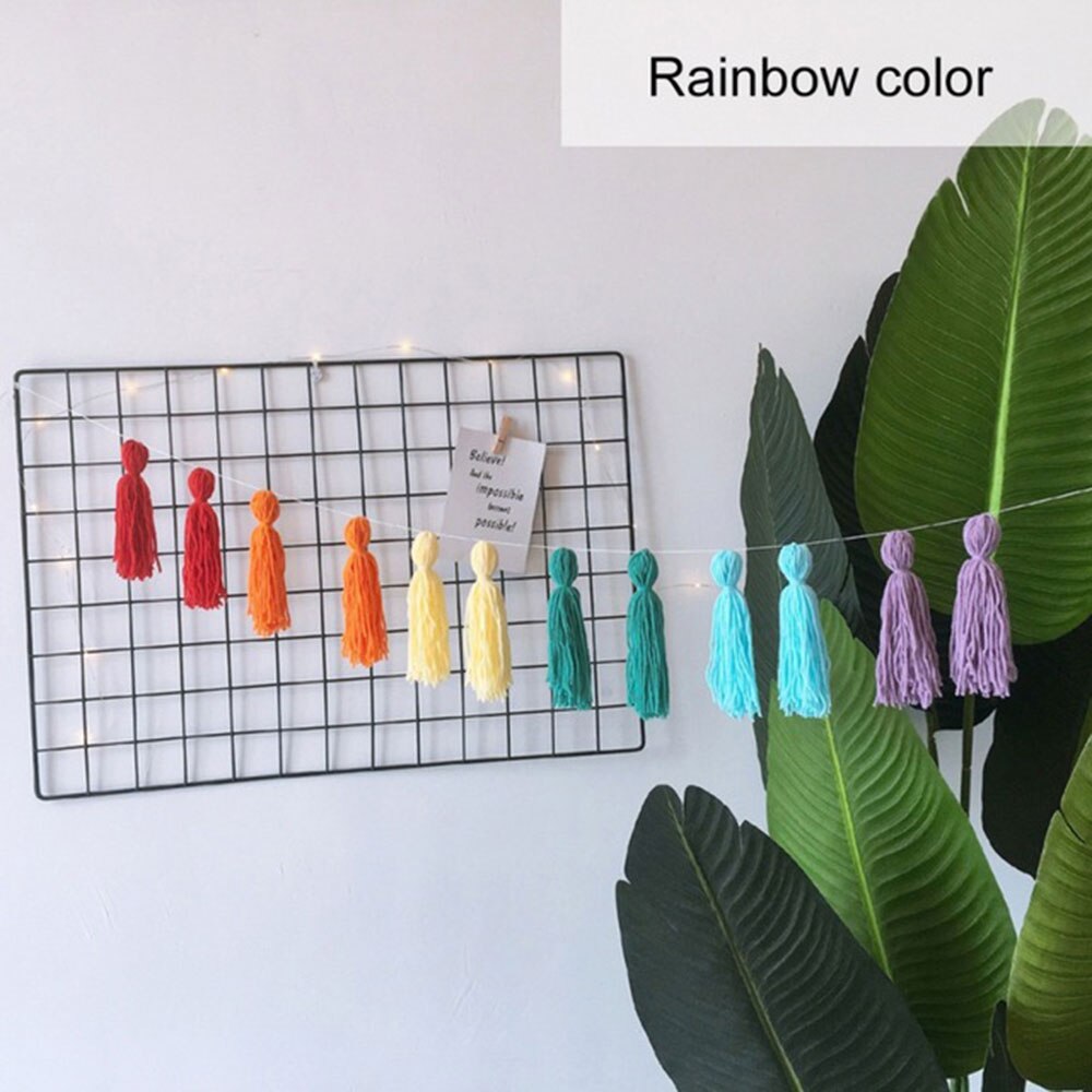 1Set Mixed DIY Wool Tassel Garland String Tassels Wall Handmade Hanging Ornaments Children Rooms Kids Birthday Party Home Decor: B