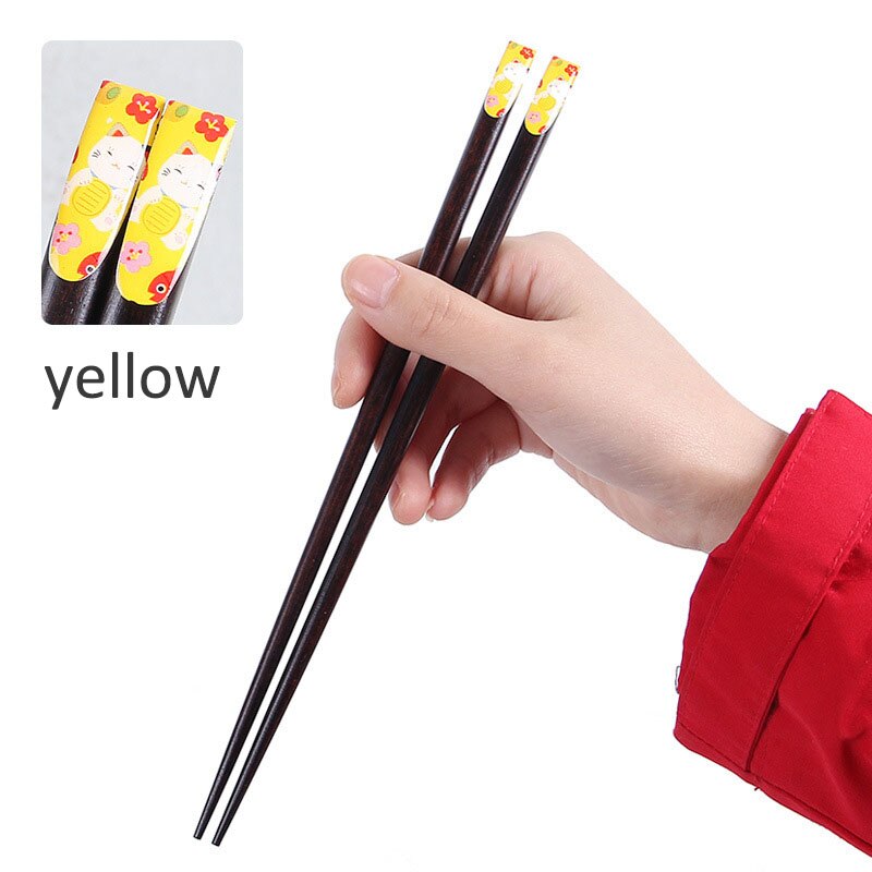 1Pair Portable Sushi Chop Sticks Chinese Chopstick Learner Set Exquisite Non-Slip Kitchen Accessorie: YELLOW