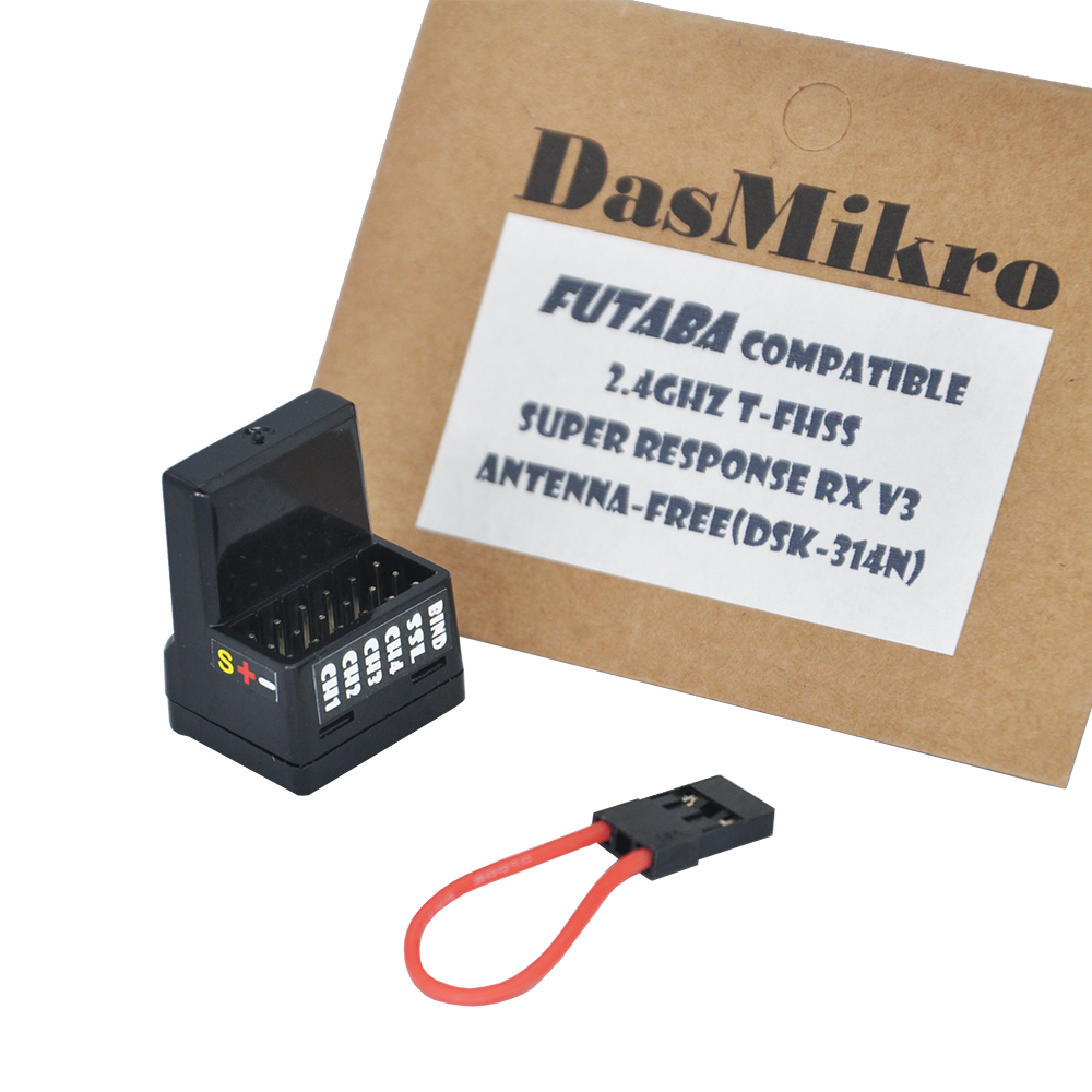 Futaba T-FHSS V3 4CH Compatible Récepteur SUPollRESPONSE ANTENNE-FREE POUR 10PX 7PX 4PX 4PM 4long 3long 4PLS 4GRS RC Émetteur Radio