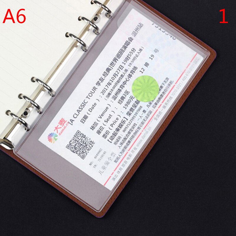 1PC A5/A6 Loose-leaf PVC Matte Organizer Clear Plastic Storage Pouch Bag Collection Folder Card Zipper Bag Portable Stationery: A6 folder