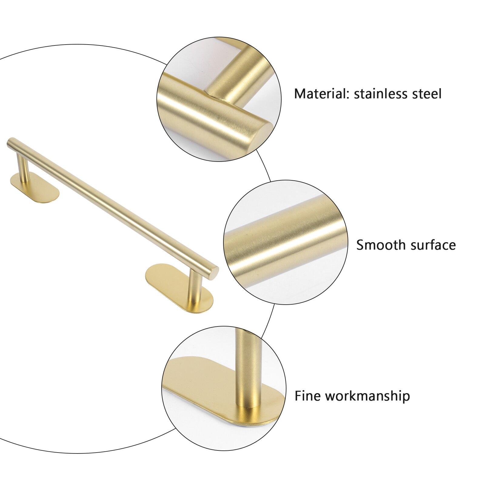 Wall Mounted Stainless Steel Towel Rack Hanger Drilling Towel Bar Holder