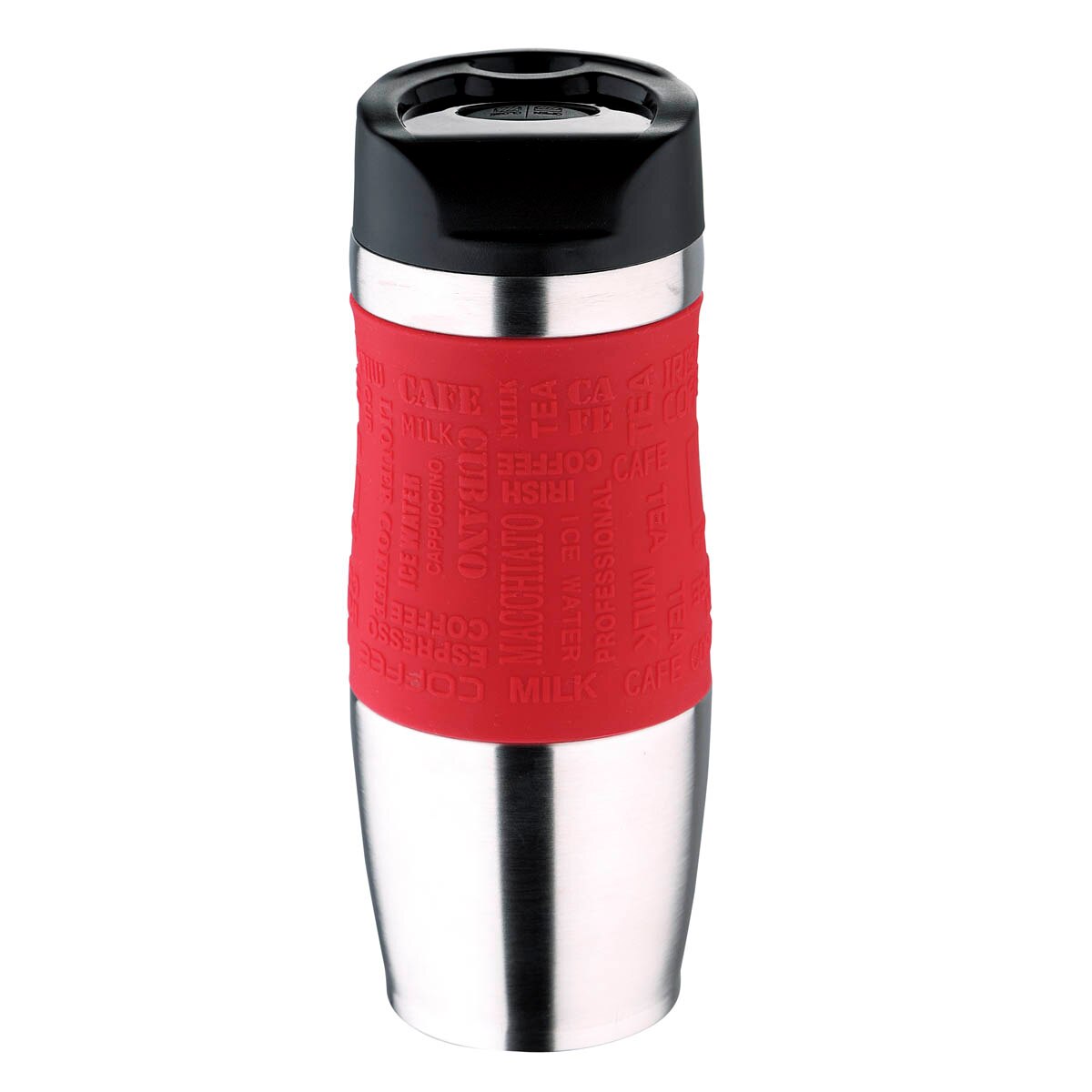 Bergner – thermos de voyage en acier inoxydable, double paroi, bouton d&#39;ouverture et de fermeture parfait, enveloppe en silicone, prise confortable et sûre, 400ML, résistance et durabilité, bouteille, Thermo café: Rouge