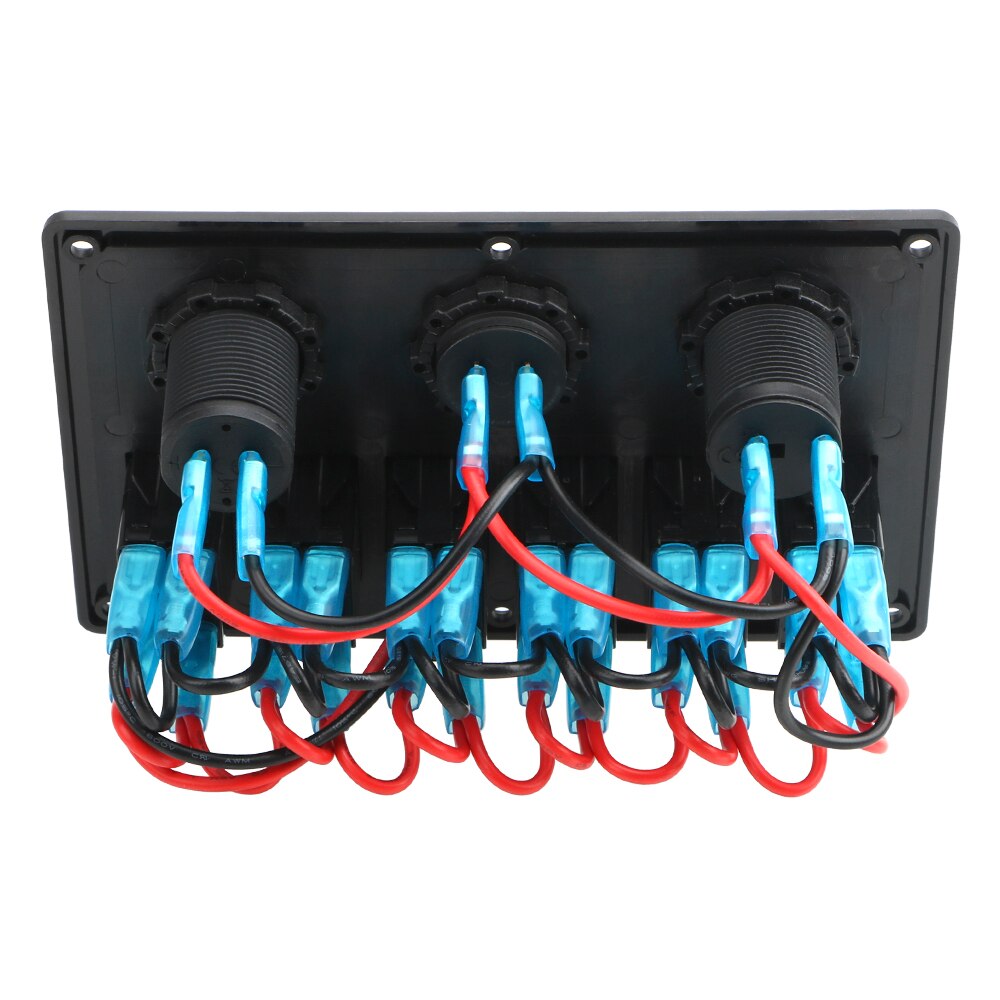 4.2A Dual Usb Slot Socket 6 Gang Rocker Switch Panel Geen Zekering Digitale Voltage Display Waterdicht