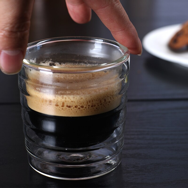 Ensemble de 2 tasses à café à double paroi de 150ml | Isolées et résistantes à la chaleur, ensemble pour expresso latte tasse de boissons à café de 5.1oz