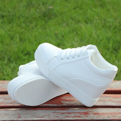 White Hidden Wedge Heels sneakers Casual Shoes Woman high Platform Shoes Women's High heels wedges Shoes For Women: White / 39