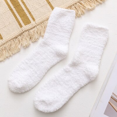 Chaussettes molletonnées pour hommes, chaudes, duveteuses, épaisses, décontractées, à la , blanches, noires, en molleton de corail: 7