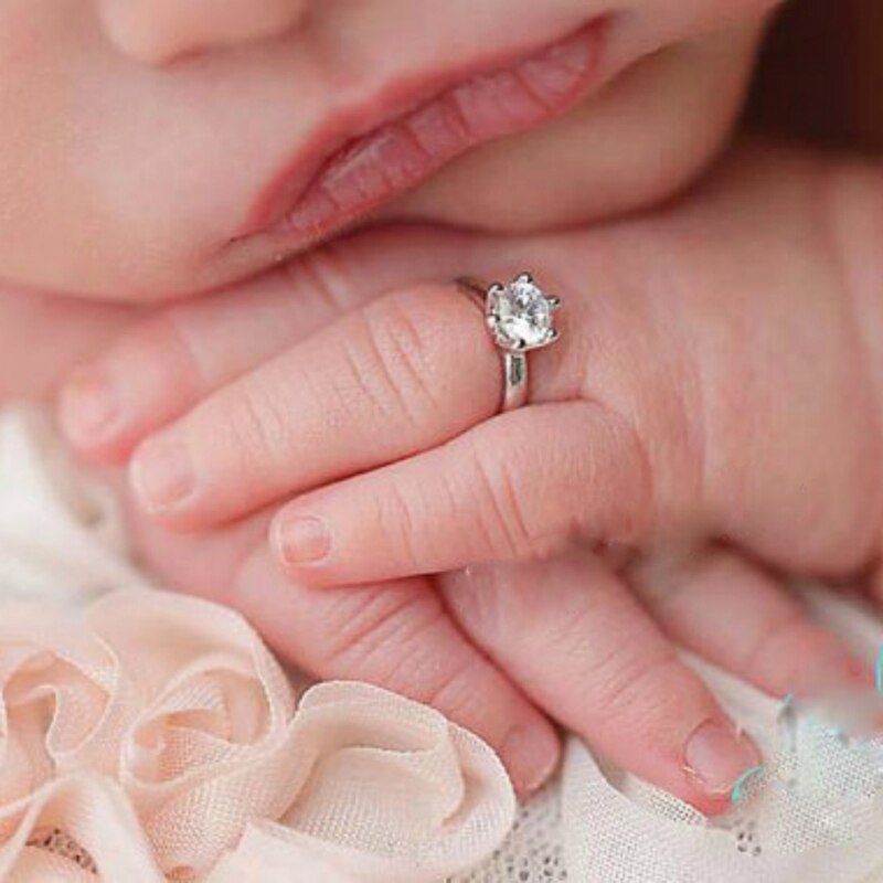 Rekvisitter til nyfødt fotografering imiteret diamantring baby fotografering foto rekvisitter smykker  d5qb
