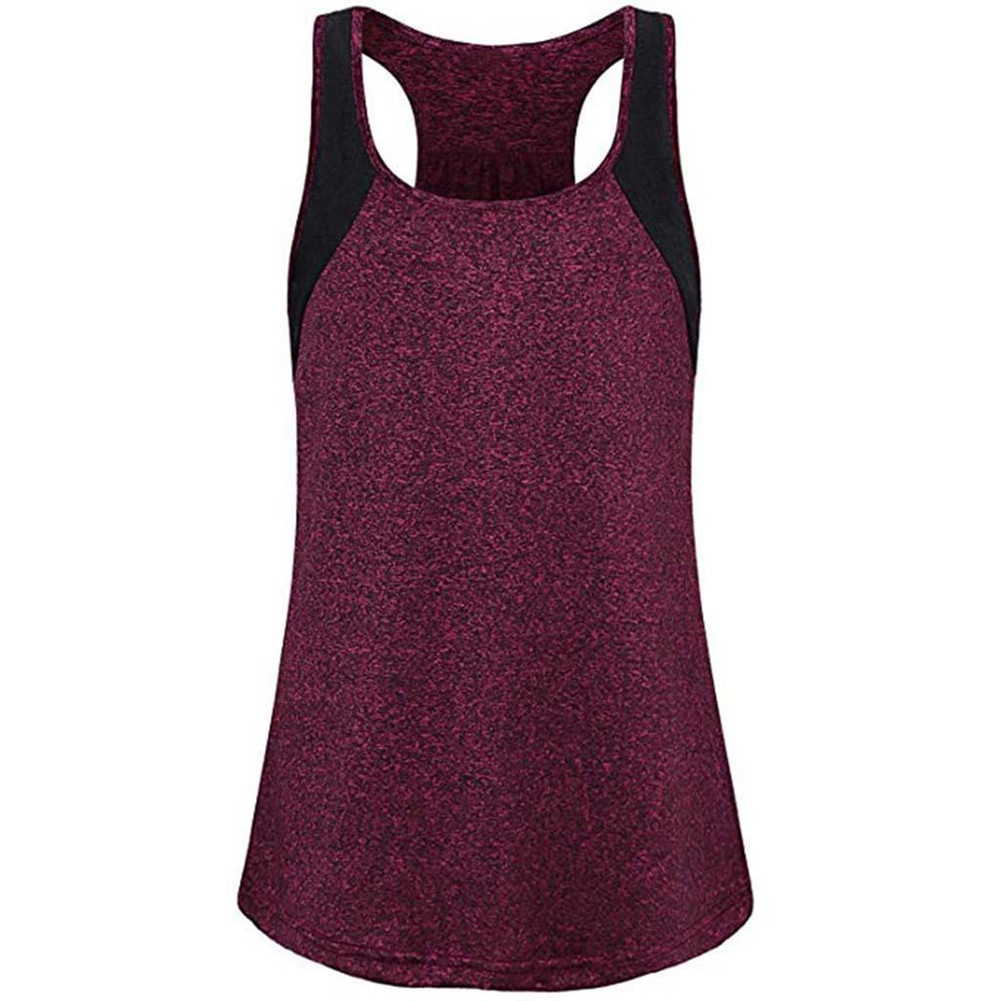 女性の夏のラウンドネックカラーノースリーブtシャツベストアウトドアスポーツ運動MC889: wine red / L