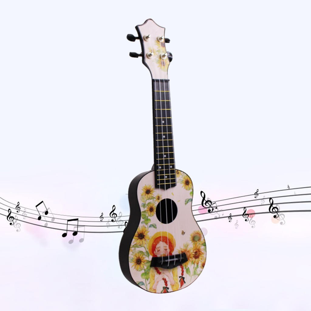 21in Ukulele Small Guitar Musical Instrument Stringed Instruments for Adults Beginner Kids Birthday: Sun Flower
