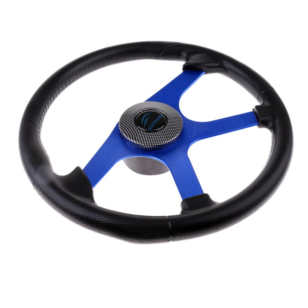 360mm Aluminum Alloy Marine Steering Wheel 4 Spoke 3/4'' Key Way Tapered with Black Foam Grip - Boat Steering Wheel