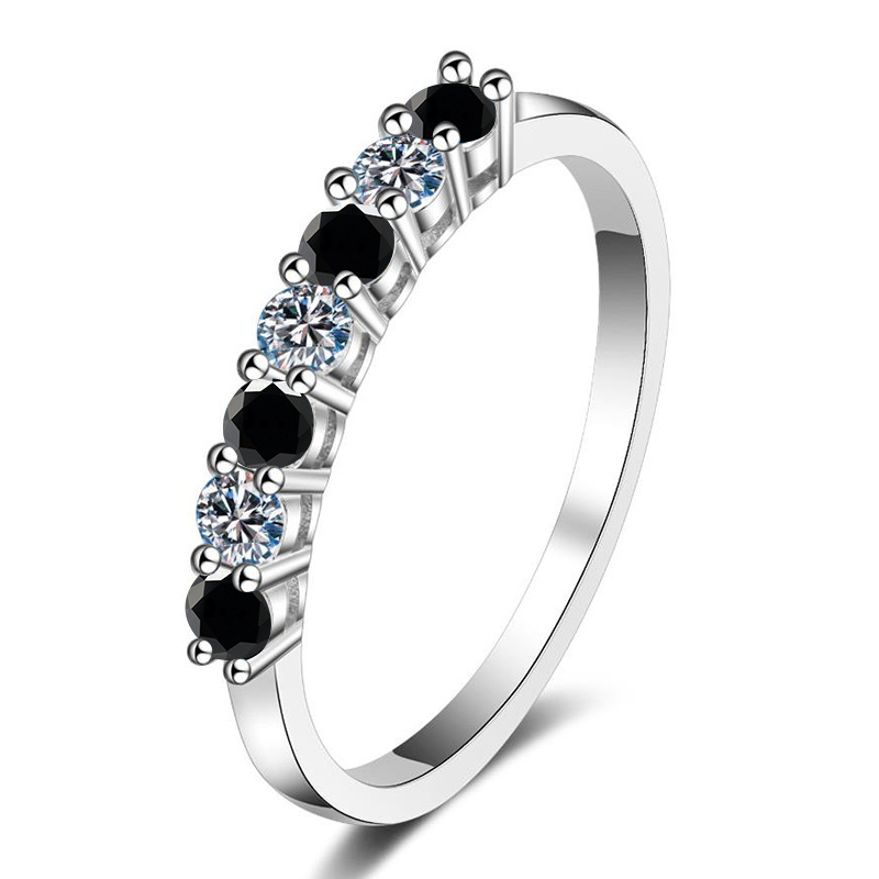Anillo de moissanita redondo de 0,7 CT D Color VVS1 EX, anillo de eternidad de Plata de Ley 925, anillo de compromiso para mujer, banda de lujo para boda