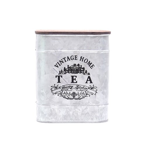 Retro nostalgisk järnlåda tretäcke te kaffe socker förvaringsburkar vintage godis diverse saker kan: Te