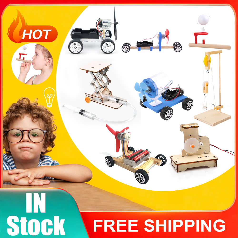 Coche de energía eólica DIY para niños, Kits de materiales de modelo de ciencia, proyectos escolares, enseñanza, juguetes educativos, rompecabezas, Juguetes