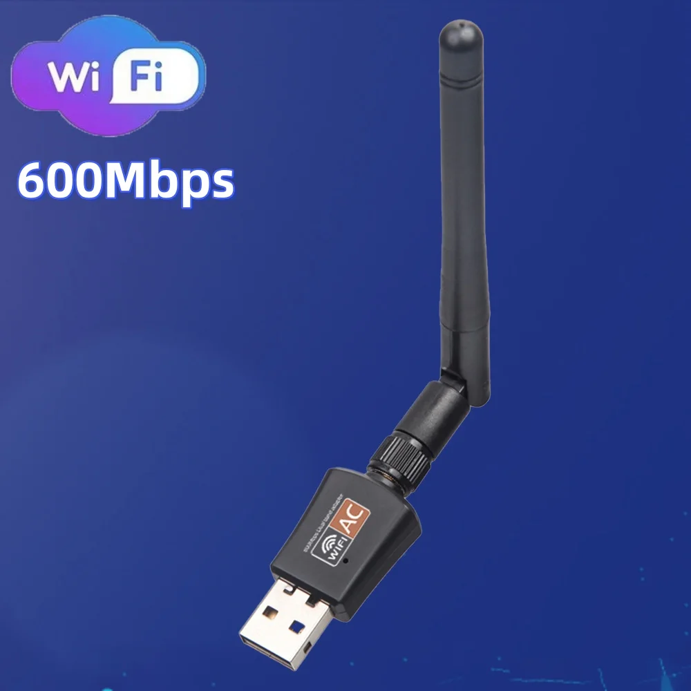 Dualband-USB-WLAN-Adapter, 600 Mbit/s, 2,4 GHz, 5 GHz, WLAN mit Antenne, PC, Mini-Computer, Netzwerkkartenempfänger