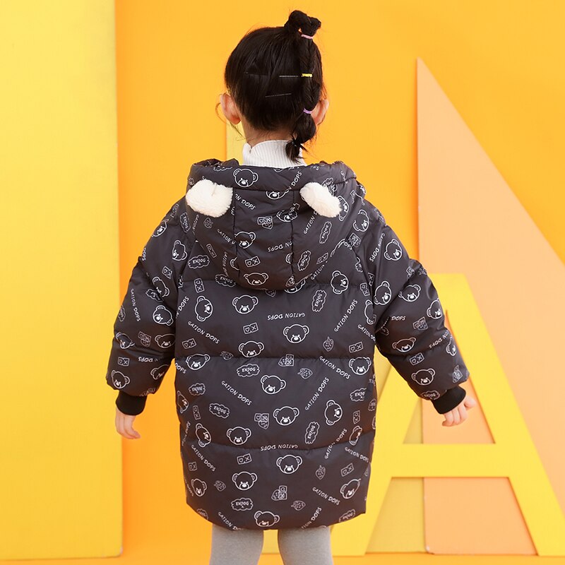 Peuter Meisje Winter Kleding Cut Konijn Hooded Jassen Voor Meisjes Cartoon Patroon Rits Baby Parka 'S &amp; Down