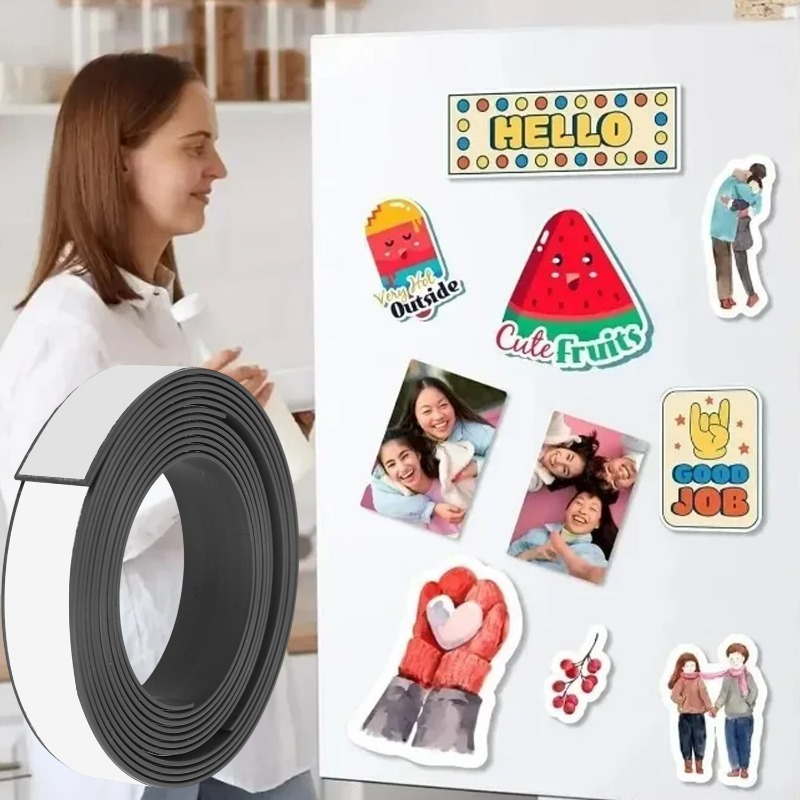 Cinta magnética autoadhesiva, tiras magnéticas de goma flexibles para bricolaje, nevera, hogar, oficina, cintas magnéticas, herramientas de fijación de carteles fotográficos