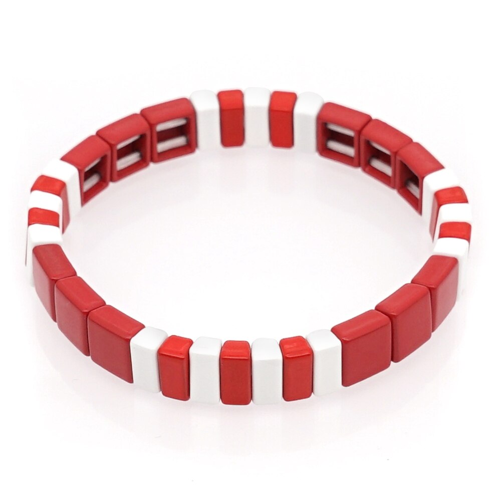 Shinus stretch emaille tegel armbanden armband voor vrouwen sieraden trendy hart sieraden gouden kralen pulsera: Beroof 190172a