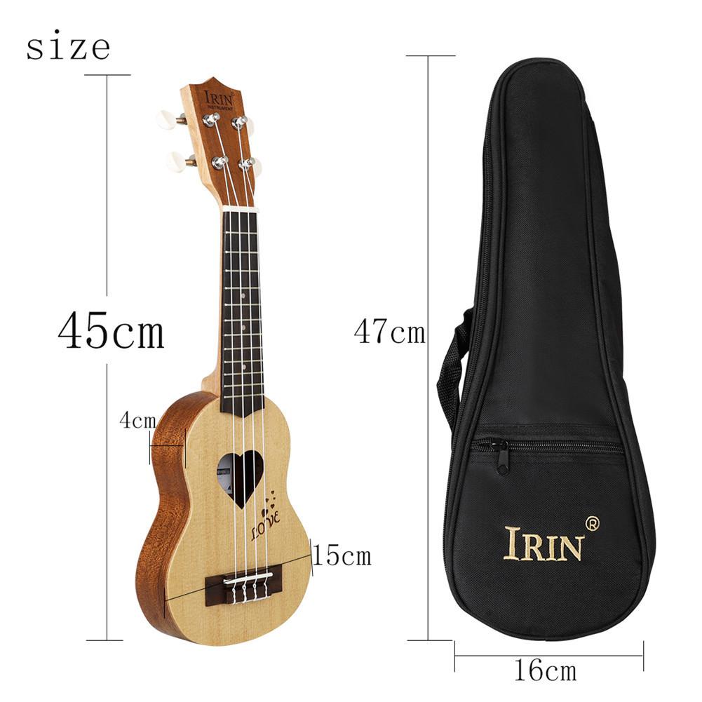 2PCS 17 Inch Ukulele Hawaii Mini Guitar Picea Asperata Heart-Shaped Tone Hole Basswood Ukulele on For Sweetheart Performance
