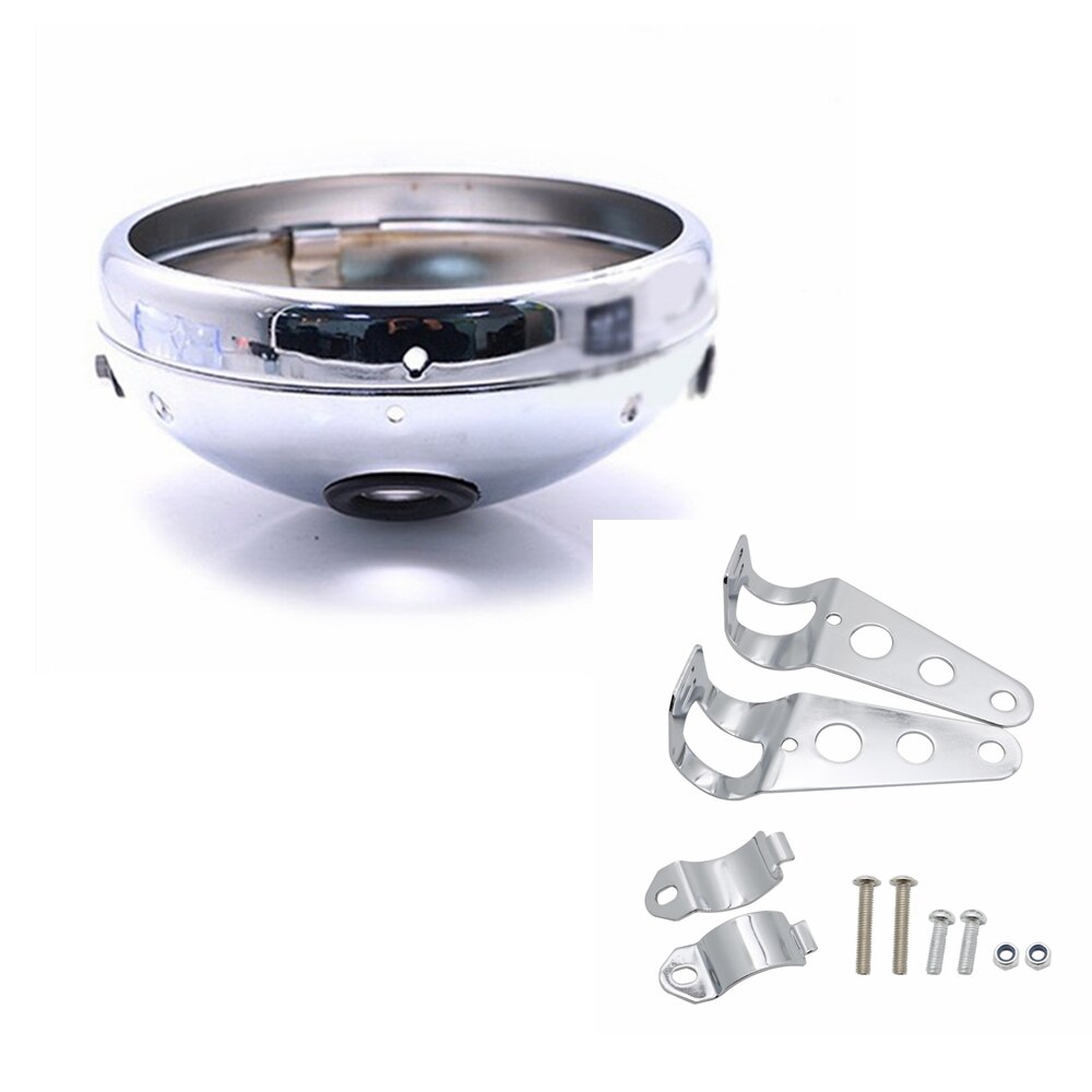 Universal 7" Led Car Motorcycle Headlight Shells 7 inch led Light Housing Bucket For KAWASAKI Honda Yamaha Chopper Cafe Racer: Chrome houisng Set