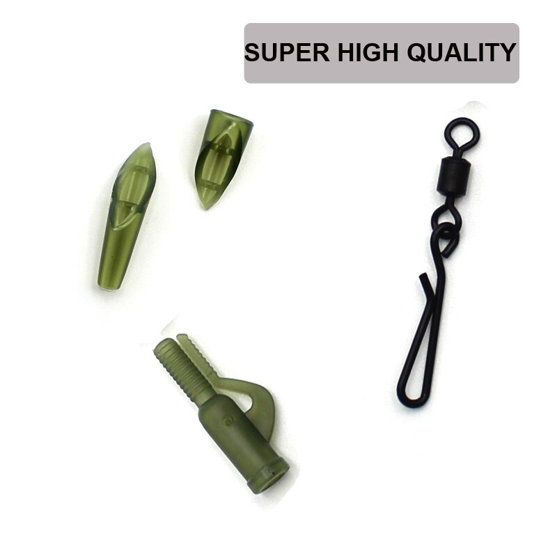 Kit de accesorios de pesca de carpa, Clips de goma de plomo, manga antienredos, giratorios de cambio rápido, aparejos de fabricación de aparejos de carpa, 30 piezas
