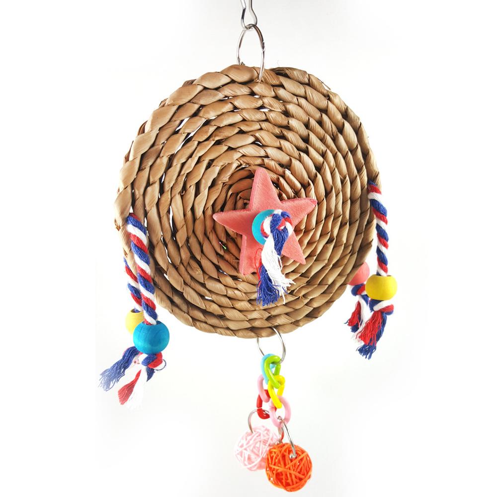 Parrot supplies bird toy scratching toy hand-knitted bite toy straw bite toy parrot supplies birdcage accessories pet supplies