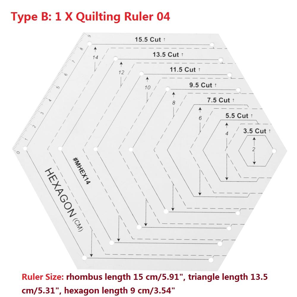 Regla acrílica de retazos para costura, regla de corte para manualidades, herramientas de dibujo hechas a mano, Sastre para herramientas de costura para el hogar: Type B 05