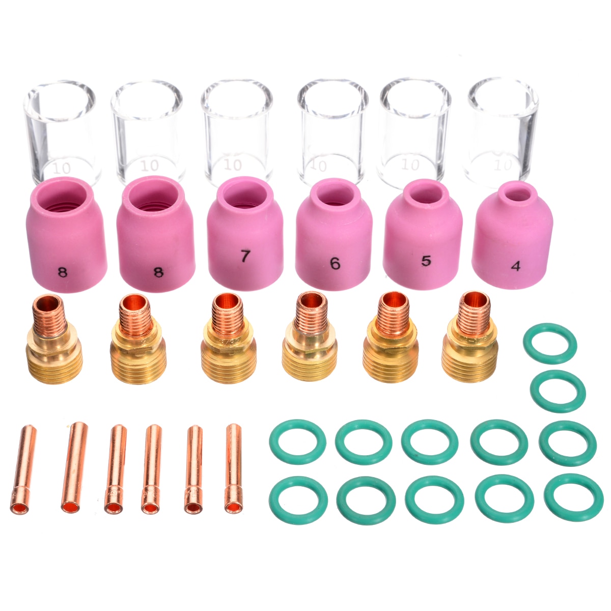 40Pcs/Lot TIG Welding Torch Collet Gas Lens Pyrex Glass Cup Kit for WP-9/20/25 Welding Accessories Tool Kit Set