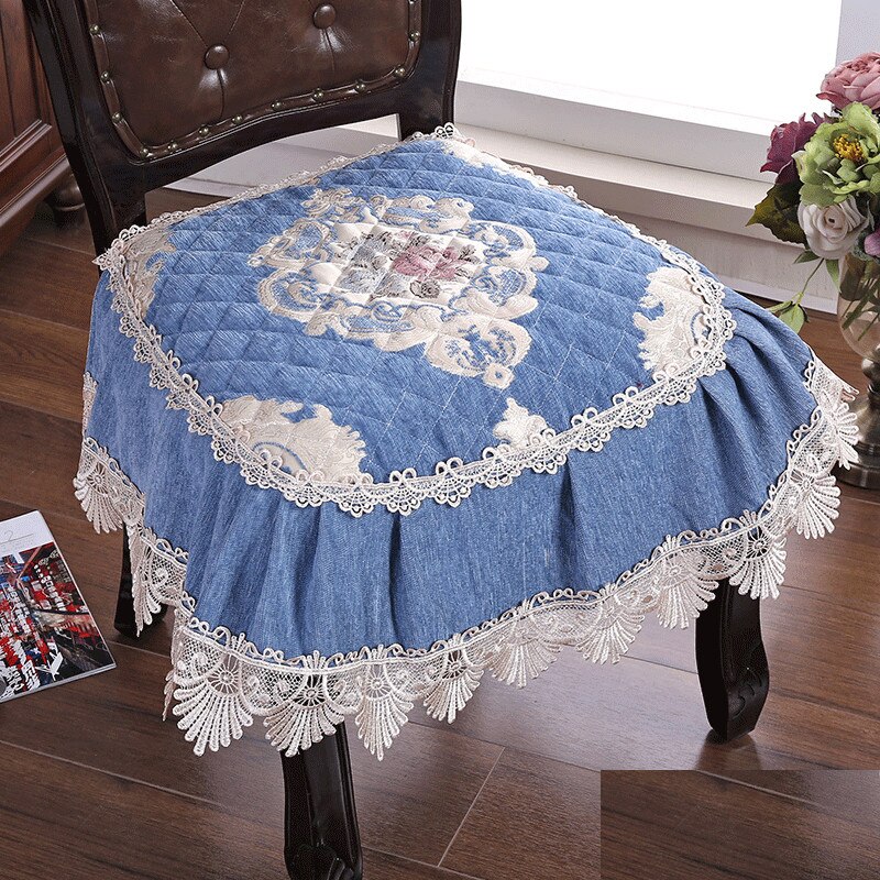 European Style Lace Chair Cushion Chenille Dining Chair Non-Slip Pads Breathable Thickened Universal Seat Mats Banquet Wedding C: youaonaxuelan