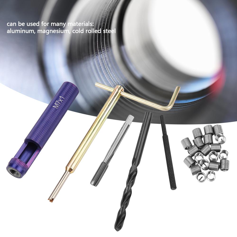 M7*1.0 kierre korjaus insertin kit set ruostumaton teräs helicoil tappipora insertti  + 20 kpl kierrevahvikkeita autokorjaamo työkalut