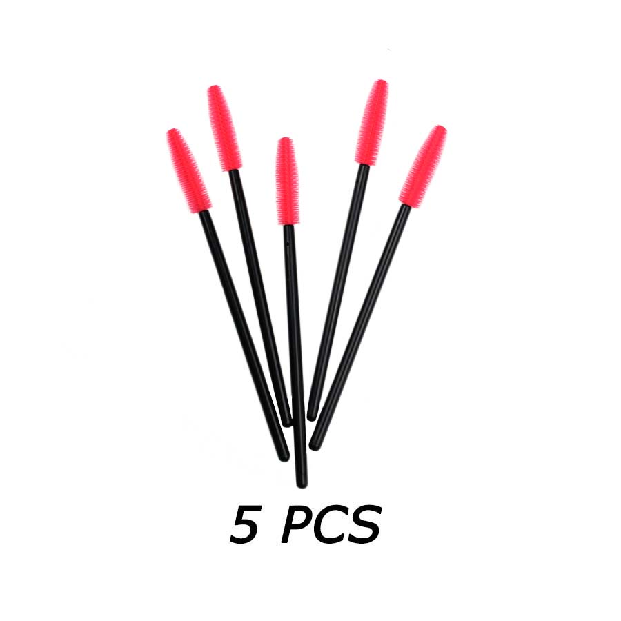 25 Pcs Silikon Pinsel Einweg Wimpern Werkzeug Kamm Mascara Zauberstäbe Make-Up Pinsel Individuelle Applikator Kit für Auge Applikator: 5 pcs deep pink