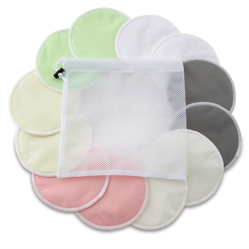 Organic Bamboo Nursing Pads (12 Pack) with Bonus Laundry Bag By - Washable Breastfeeding Pad Are Super Soft, Reusable and Hypoal: Default Title