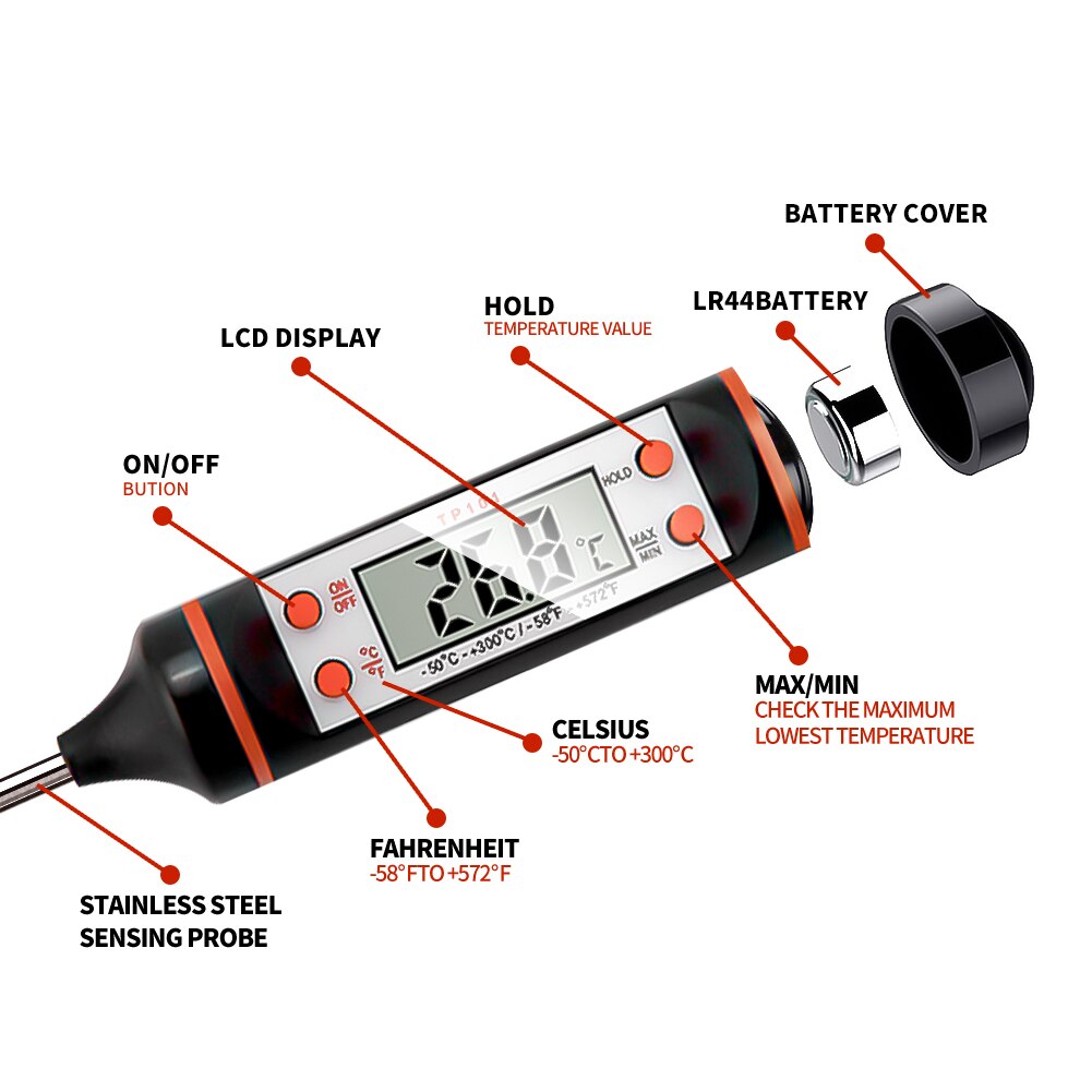 Meijuner Food Plug-in Digital Thermometer Solid Liquid Thermometer for Test the Temperature of Vegetables and Meat