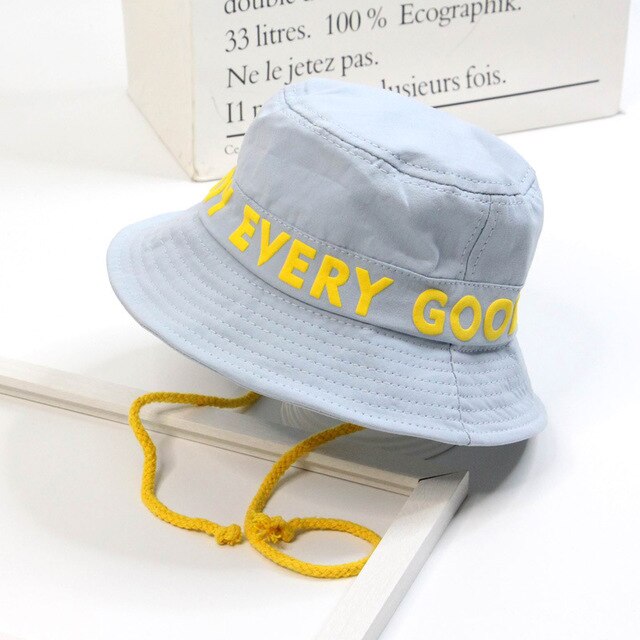 Børn fisker hat flad top koreansk baby bassin hat personlighed stil engelske bogstaver drenge og piger solhatte trendy: B2