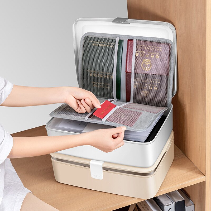 Larger Capacity Documents Storage Boxs Certificate Card Wallet Household Key Passport Bags Office Multilayer File Organize Case