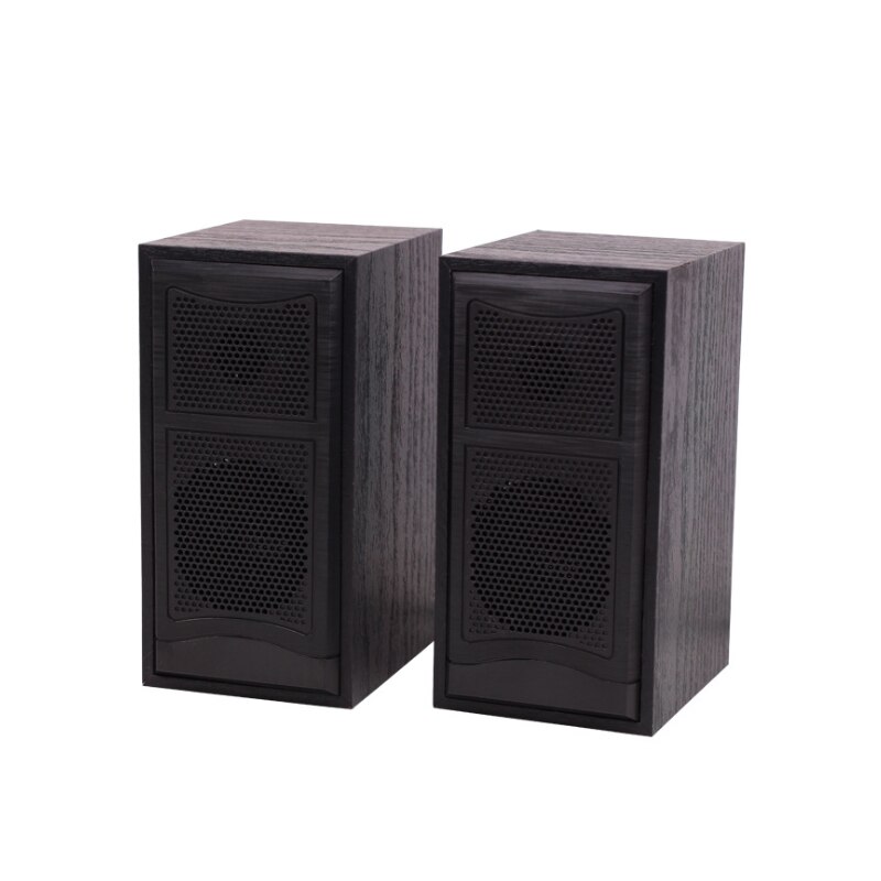 Computer Speakers Usb Bedrade Combinatie Soundbox Super Bass Mini Houten Pc Speaker Stereo Muziekspeler Subwoofer Sound Box: Black wood grain