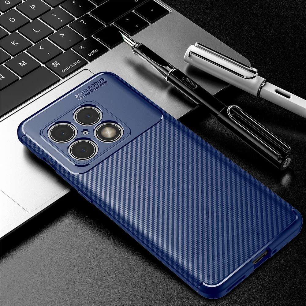 Voor Oneplus 10 Pro Case Carbon Fiber Bescherm Telefoon Cover Een Plus 10Pro Oneplus10 1 + 10 Pro 6.7 &quot;siliconen Bumper Shockproof Funda: Blue
