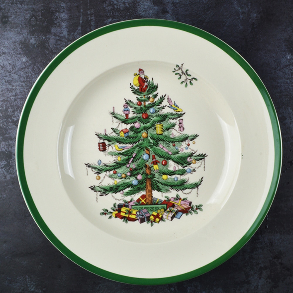 Plato de cerámica para desayuno con forma de árbol de Navidad de 6,5 pulgadas de 1 Uds. Plato para postre plato para aperitivos de frutas plato Simple