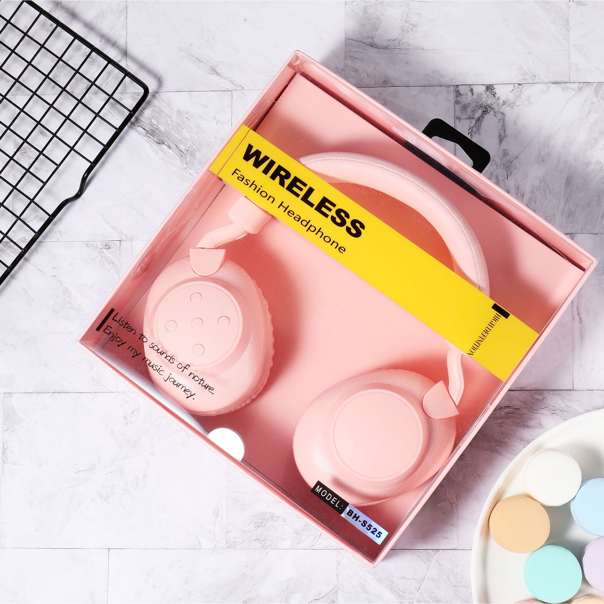 Wireless Headphones Bluetooth 5.0 Headset Foldable Headphone Adjustable Earphones With Mic For phone Pc Laptop Game: pink with box