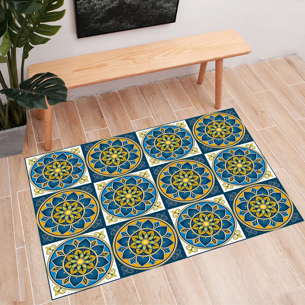 10pcs/lot Colorful Mandala Style Hard Tiles Wall Sticker Kitchen Backsplash Bathroom Art Mural Waterproof & Oil-proof Wallpaper