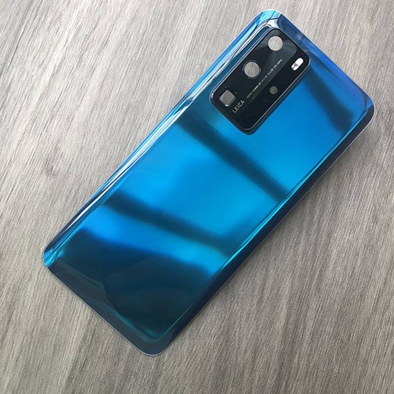 Przezroczysta tylna pokrywa dla Huawei P40 Pro pokrywa baterii tylna wymiana szkła P40Pro obudowa tylna obudowa przezroczysta obudowa naprawa: Blue With Lens