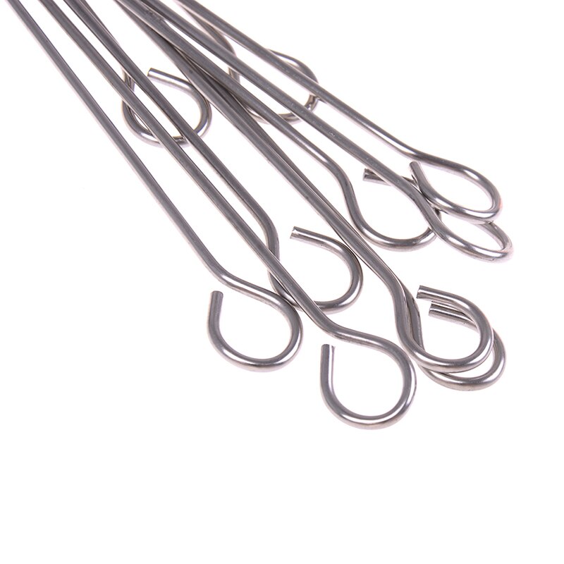 10pcs Outdoor Camping Picnic Meat Goose Round Roast Skewers Stick Stainless Steel BBQ Needle Barbeque Skewers Kitchen Utensils