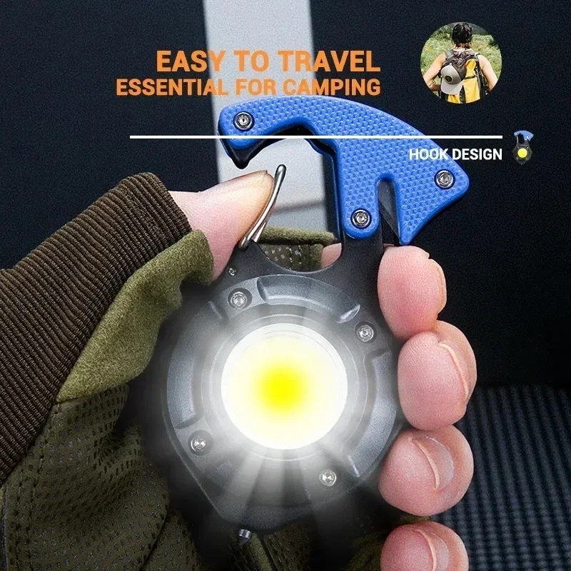 Linterna LED portátil multifuncional Mini COB llavero lámpara USB recargable luz de trabajo antorcha fuerte Camping linterna al aire libre