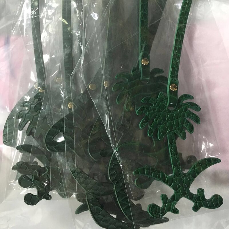Green Ostrich Palm Tree Women BaG Accessories Python Pattern Arabic Letters Hanging Decoration For Women Bags Backpacks