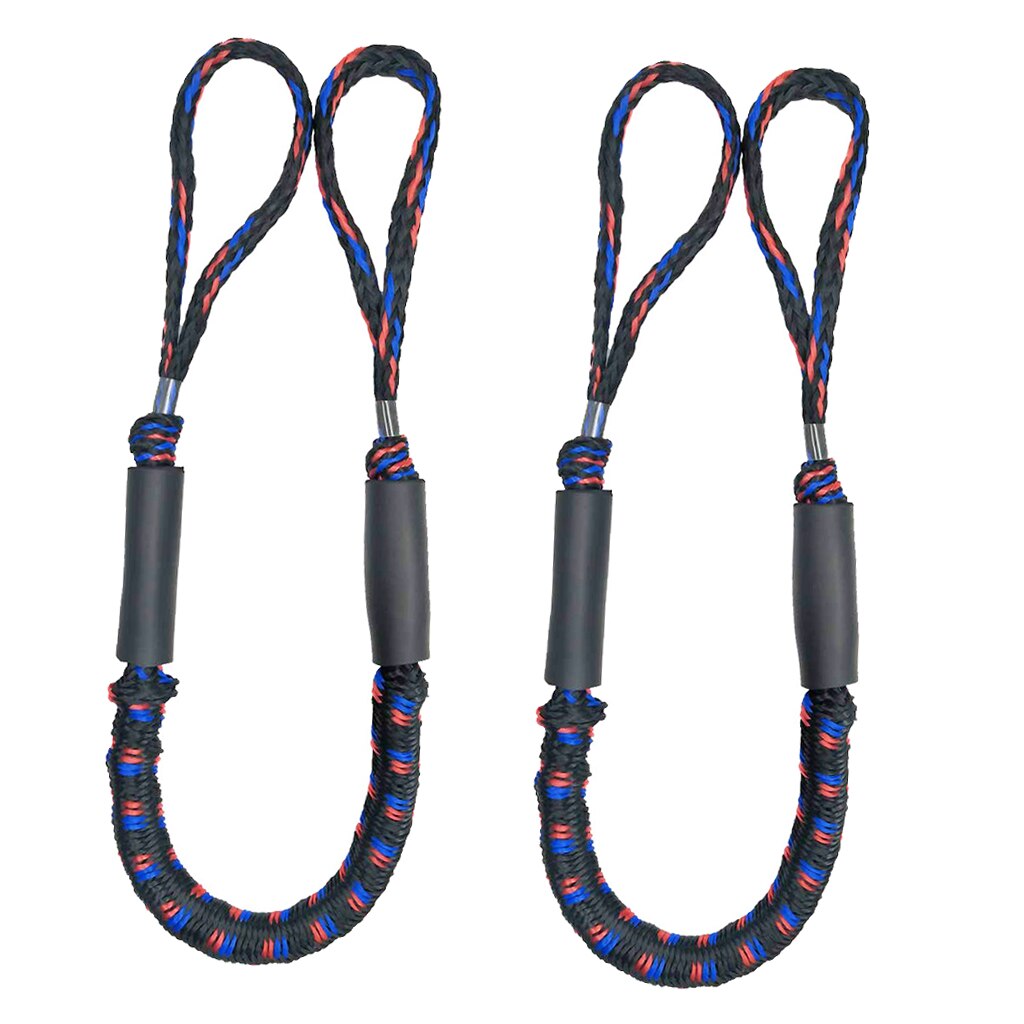 2 stk 122cm kajak tilbehør marine fortøjning reb båd bungee dock line anker reb bungee cord dock line båd tilbehør: Sort rødblå