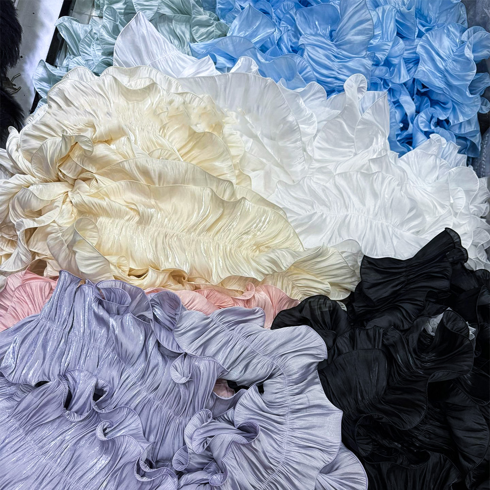 1Yard Ruche Glanzend Satijn Plooi Kant Versieringen Stof Voor DIY Naaien Meisje Jurk Boeket Lint Gordijn Rand Zoom Home Party bekleding